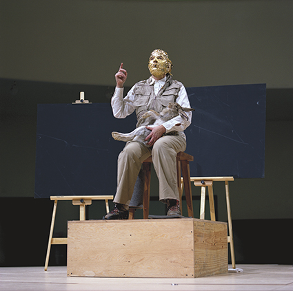 Marina Abramovic performing Joseph Beuys, How to Explain Pictures to a Dead Hare (1965) performance; 7 Easy Pieces, Solomon R. Guggenheim Museum, New York, 2005